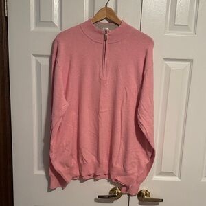 Peter Millar Pink and Gray Quarter-Zip Pullover